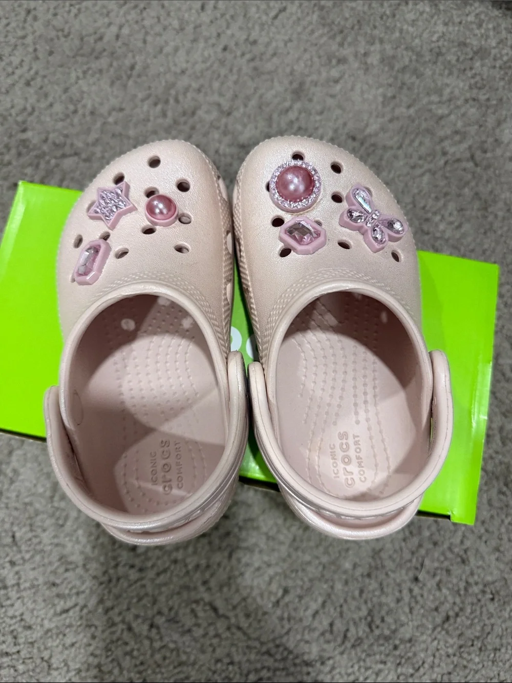 CROCS Kids Classic Shimmer Gem Clog in Quartz Pink